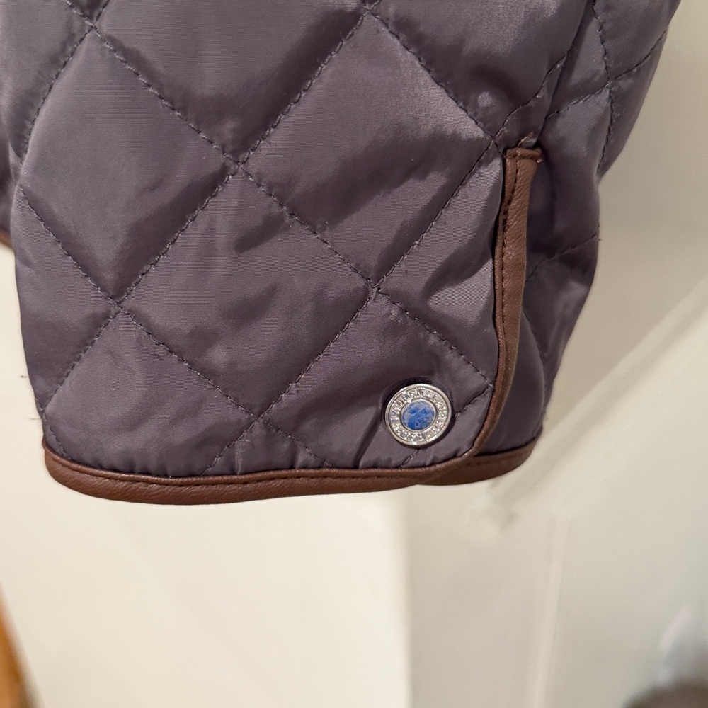 Lauren Ralph Lauren Quilted Field Jacket Size XL chocolate Brown Snap Front Coat - Picture 8 of 9